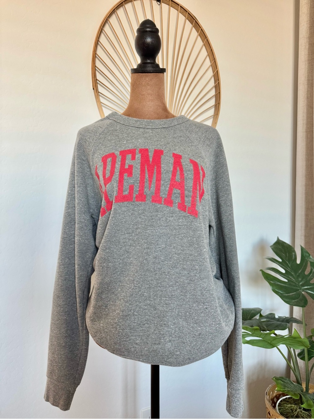 Gray Sweatshirt with Red Apeman Lettering - Unisex Crewneck Pullover